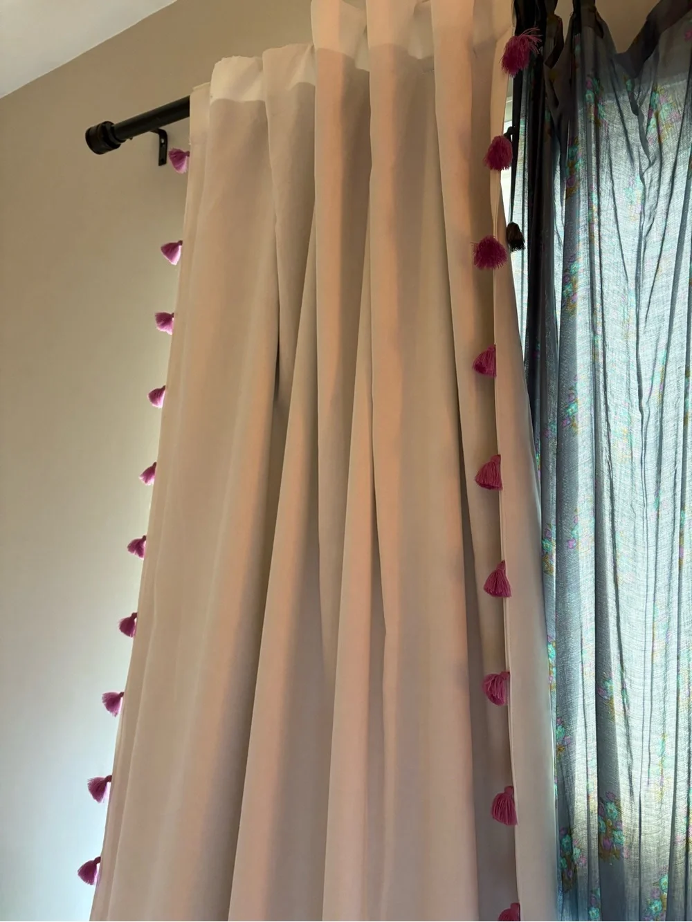 White Curtain Panels with Tassels -